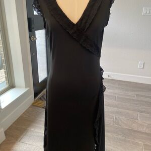 Chesley Black V-Neck Asymmetrical Cocktail Dress